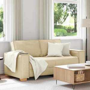 vidaXL Canapea cu 2 locuri, crem, 140 cm, material textil imagine