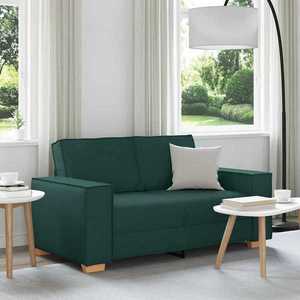 vidaXL Canapea cu 2 locuri, verde închis, 120 cm, material textil imagine