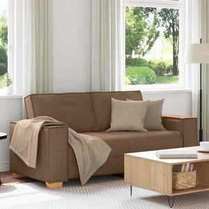 vidaXL Canapea cu 2 locuri, maro, 140 cm, material textil imagine