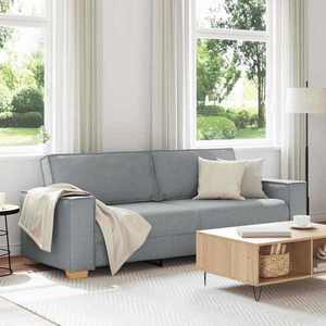 vidaXL Canapea cu 3 locuri, gri deschis, 180 cm, material textil imagine