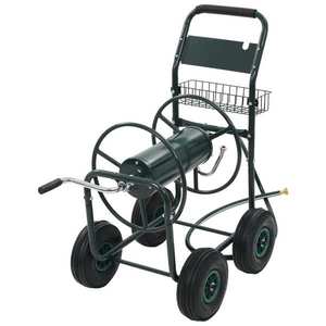 vidaXL Cărucior pentru furtun de grădină cu racord 1/2", 75 m, oțel imagine