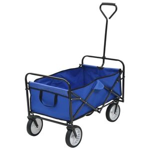 vidaXL Cărucior manual pliabil, albastru, oțel imagine