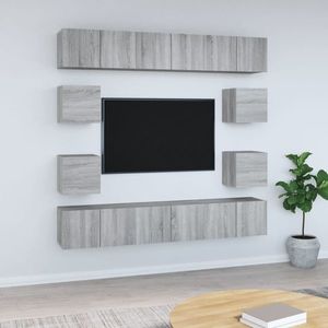vidaXL Set dulapuri TV, 10 piese, gri sonoma, lemn compozit imagine