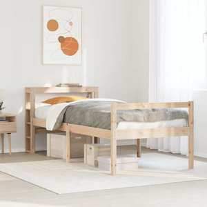 vidaXL Cadru de pat senior cu tăblie, 90x200 cm, lemn masiv pin imagine
