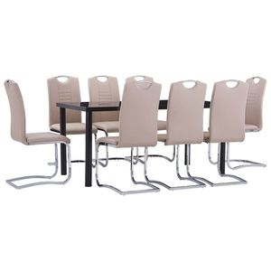 vidaXL Set mobilier bucătărie, 9 piese, cappuccino, piele ecologică imagine