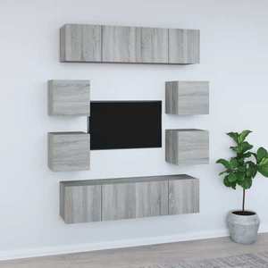 vidaXL Set dulap TV, 8 piese, gri sonoma, lemn prelucrat imagine