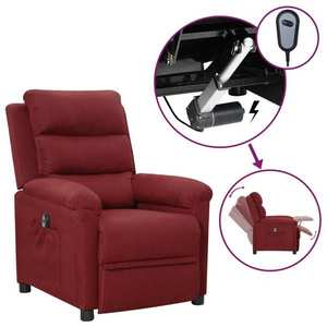 vidaXL Fotoliu rabatabil electric, roșu vin, material textil imagine