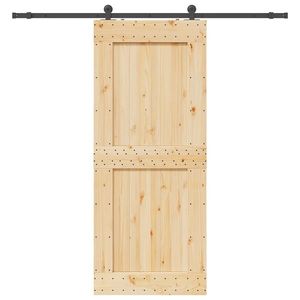 vidaXL Ușă glisantă cu set de feronerie 95x210 cm, lemn masiv de pin imagine
