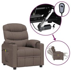 vidaXL Fotoliu de masaj electric rabatabil, gri taupe, textil imagine
