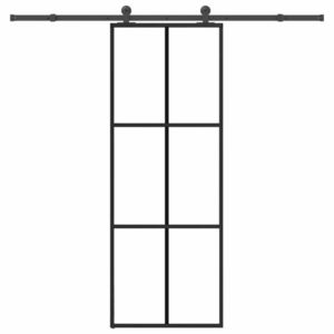 vidaXL Ușă glisantă cu set feronerie, 76x205 cm, sticlă ESG/aluminiu imagine