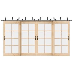 vidaXL Set feronerie pentru uși glisante, negru, 427 cm, oțel imagine