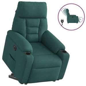 vidaXL Fotoliu electric rabatabil cu ridicare, verde închis, textil imagine