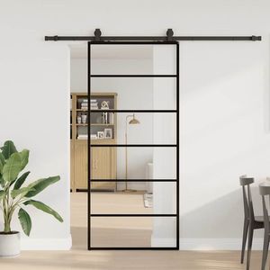 vidaXL Ușă glisantă cu set de feronerie neagră 90x205 cm Sticlă ESG imagine