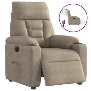 vidaXL Scaun de relaxare cu suport de picioare, gri taupe, microfibră imagine