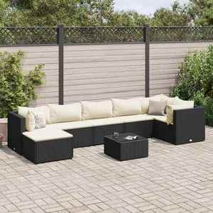 Set mobilier de grădină, 8 piese, poliratan negru imagine