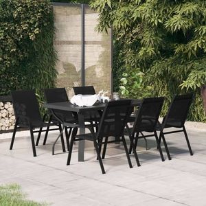vidaXL Set de servit masa pentru grădină, 7 piese, negru imagine
