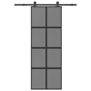vidaXL Ușă glisantă cu set de feronerie sticlă temperată și aluminiu imagine