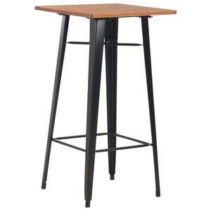vidaXL Masă de bar, negru, 60x60x108 cm, oțel și lemn masiv de pin imagine