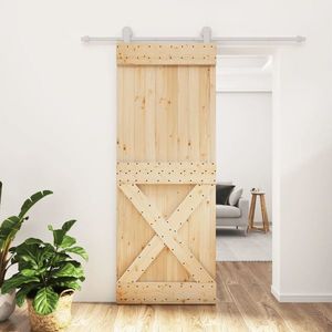vidaXL Ușă glisantă cu set de feronerie 80x210 cm, lemn masiv de pin imagine