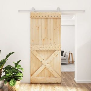 vidaXL Ușă glisantă cu set feronerie, 90x210 cm, lemn masiv de pin imagine