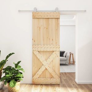vidaXL Ușă glisantă cu set de feronerie 80x210 cm, lemn masiv de pin imagine