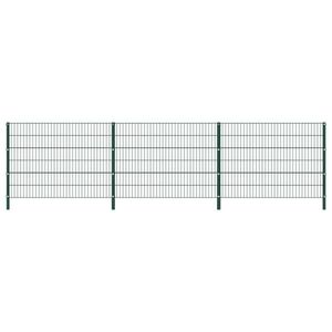 vidaXL Panou de gard cu stâlpi, verde, 5, 1 m, fier imagine