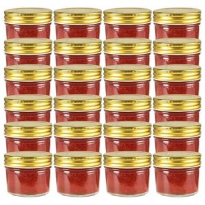 vidaXL Borcane din sticlă pentru gem cu capac auriu 24 buc. 110 ml imagine