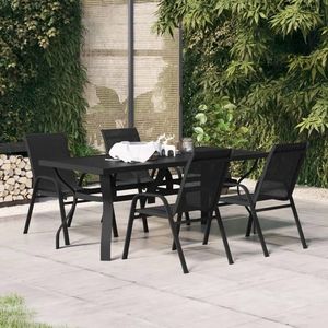 vidaXL Set de servit masa pentru grădină, 5 piese, negru imagine