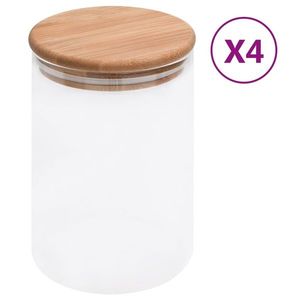 vidaXL Borcane de depozitare din sticlă capac de bambus 4 buc. 800 ml imagine