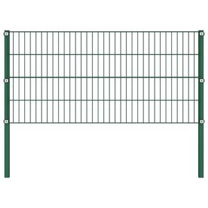 vidaXL Panou de gard cu stâlpi, verde, 1, 7 m, fier imagine