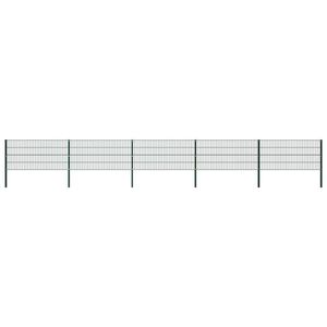 vidaXL Panou de gard cu stâlpi, verde, 8, 5 m, fier imagine