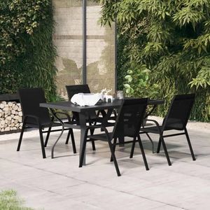 vidaXL Set de servit masa pentru grădină, 5 piese, negru imagine