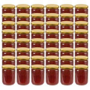 vidaXL Borcane din sticlă pentru gem, capac auriu, 48 buc., 230 ml imagine