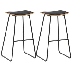 vidaXL Scaune de bar, 2 buc., negru, piele ecologică imagine
