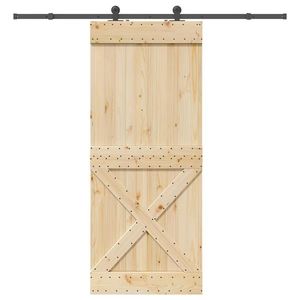 vidaXL Ușă glisantă cu set de feronerie 95x210 cm, lemn masiv de pin imagine