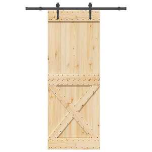 vidaXL Ușă glisantă cu set de feronerie 85x210 cm, lemn masiv de pin imagine