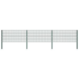 vidaXL Panou de gard cu stâlpi, verde, 5, 1 m, fier imagine