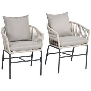 Outsunny Set Bohem de Scaune de Terasa din Franghie Impletita 2 Bucati, Scaune de Exterior cu Perne Confortabile, Design Modern | Aosom Romania imagine