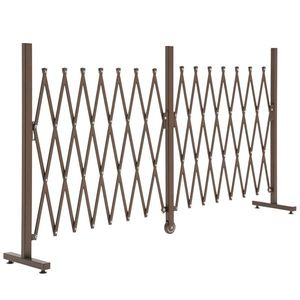 Outsunny Gard Extensibil Autoportant, Grilaj Flexibil din Oțel și Aluminiu, Pliabil, 52-405 cm, Maro Închis | Aosom Romania imagine