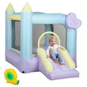 AIYAPLAY Castel Gonflabil pentru Copii 3-8 Ani cu Tobogan și Kit de Reparații, 250x165x200 cm, Multicolor | Aosom Romania imagine