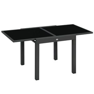 Outsunny Masă de Grădină Extensibilă cu Blat din Sticlă 80-160x80x75 cm Negru | Aosom Romania imagine