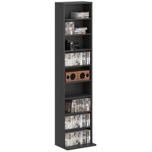 HOMCOM Raft Port CD cu 6 Rafturi Reglabile pentru 260 CD-uri/120 DVD-uri Negru | Aosom Romania imagine