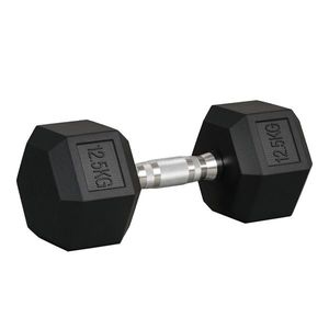 HOMCOM Ganteră de 12.5 kg Hexagonală Unică cu Mâner Antiderapant Negru | Aosom Romania imagine
