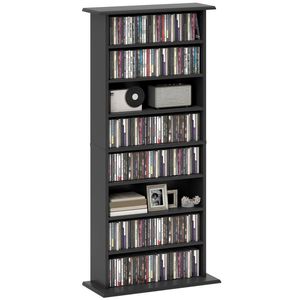 HOMCOM Dulap pentru CD-uri cu 6 Rafturi Reglabile pentru 360 CD-uri/185 DVD-uri Negru | Aosom Romania imagine