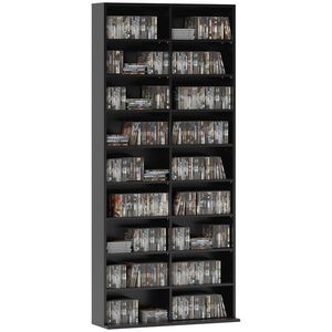 HOMCOM Raft pentru CD-uri cu 14 Rafturi Reglabile pentru 640 CD-uri/360 DVD-uri Negru | Aosom Romania imagine