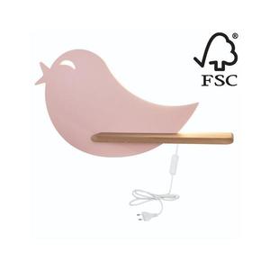 Aplică LED cu raft pentru copii BIRD LED/5W/230V roz/lemn imagine