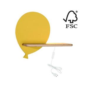 Aplică LED cu raft pentru copii BALLOON LED/4W/230V galben/lemn imagine