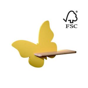 Aplică LED cu raft pentru copii BUTTERFLY LED/5W/230V galben/lemn imagine