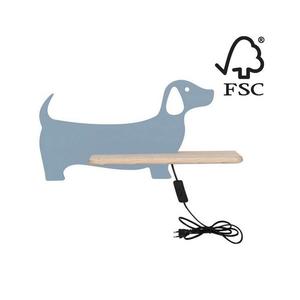 Aplică LED cu raft pentru copii DOG LED/5W/230V albastru/lemn imagine