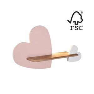 Aplică LED cu raft pentru copii HEART LED/5W/230V roz/alb/lemn imagine